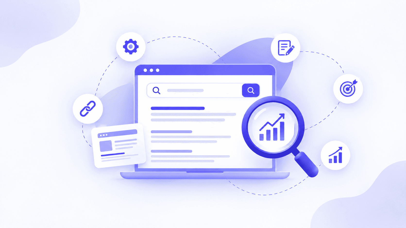 Search engine optimization concept and search results